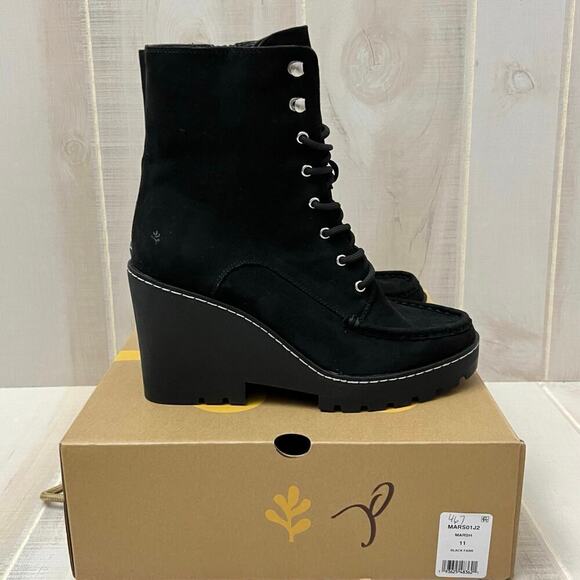 NWT Cool Planet Steve Madden Marsh Boots Black Wmn’s Sz 11 Sustainable Lug Sole - Picture 6 of 15